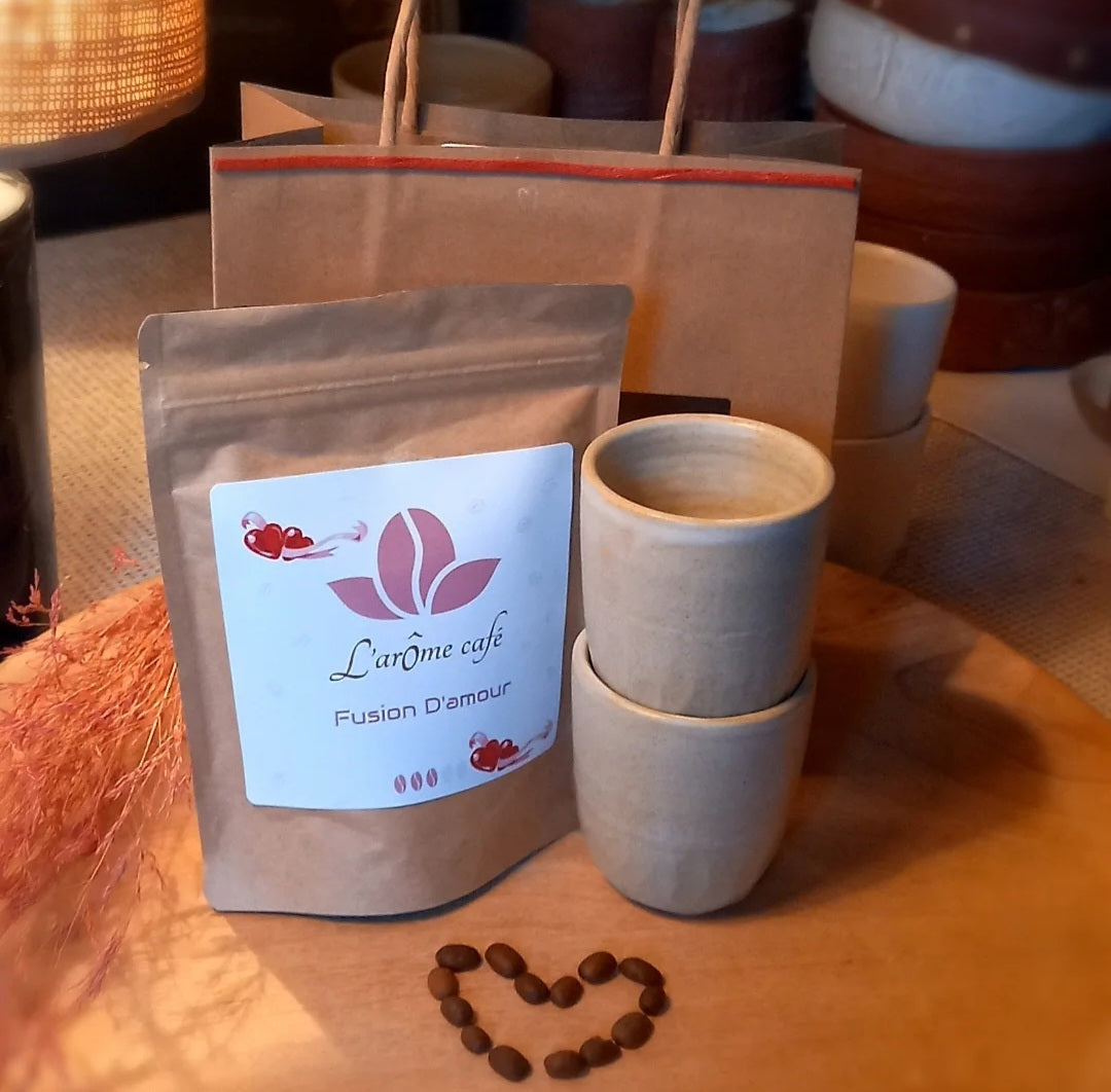 Coffret Duo de tasses / café d'exception "fusion d' amour" ❤️